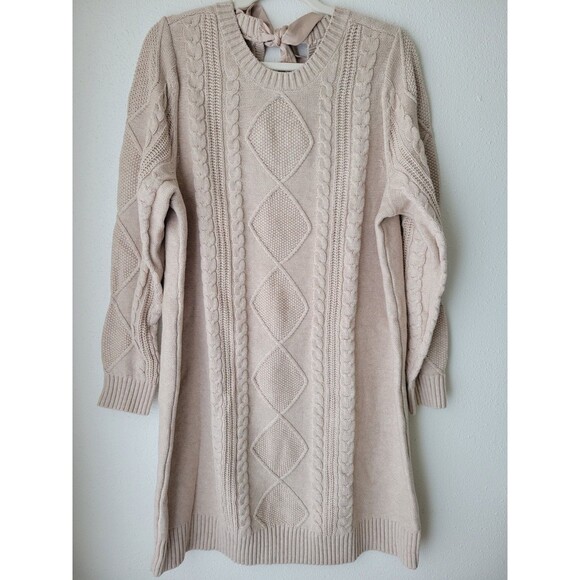 torrid Dresses & Skirts - Torrid Cream Cable Knit Sweater Dress 1X 14-16 NWT Cozy Long Sleeve Crew